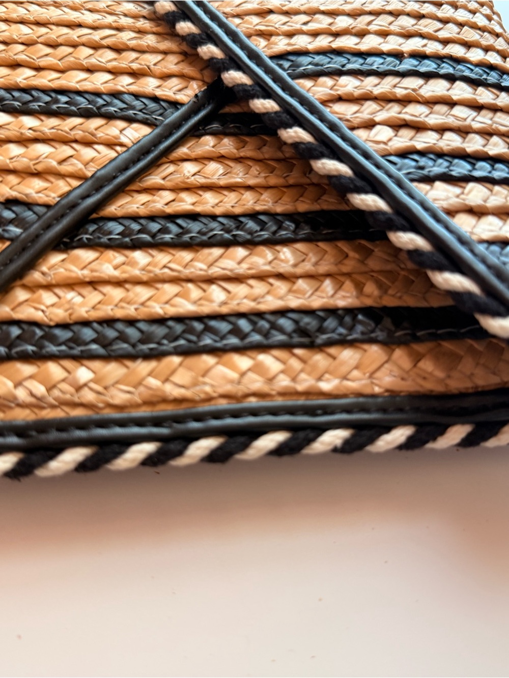 Rebecca Minkoff Natural Straw Clutch with Black Trim - Picture 6 of 8